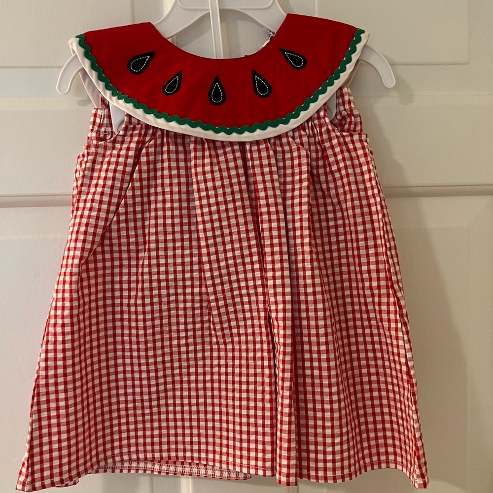 Red Gingham Dress with Watermelon Collar